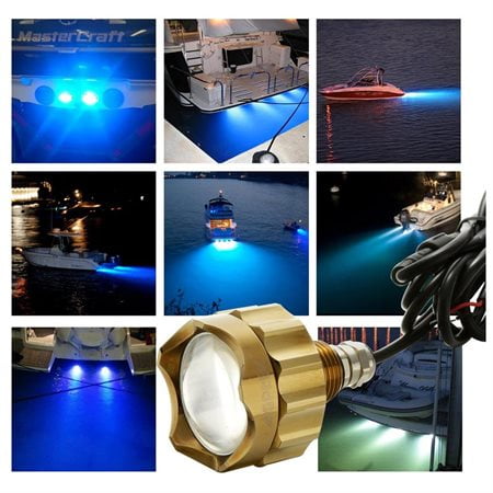 NSLUMO Blue Led Underwater Drain Plug Light Led Boat Yacht Marine Underwater Led Lights with 1800LM 180/° Viewing Angle for Fishing /& Swimming IP68 Waterproof 9 LED 27W Blue Boat Lamp